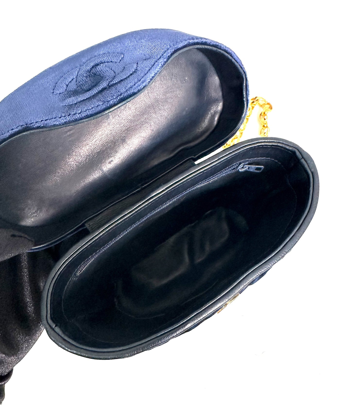 Rare Navy Velvet Crossbody Binocular Bag