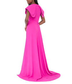 Crepe Jumpsuit With Back Overskirt