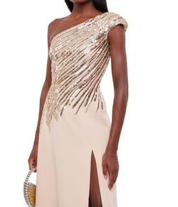 One Shoulder Sequin Long Dress