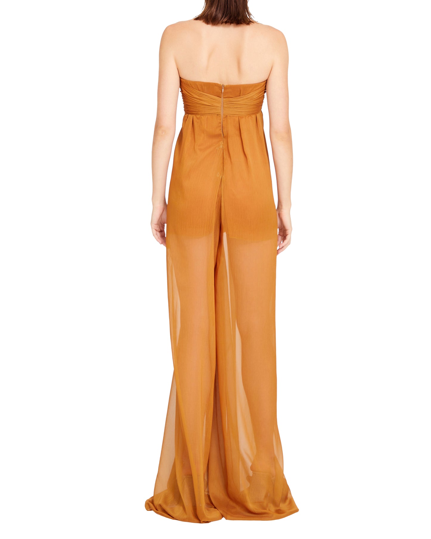 Juniper Cinnamon Strapless Jumpsuit With Inner Shorts And Sequin Details