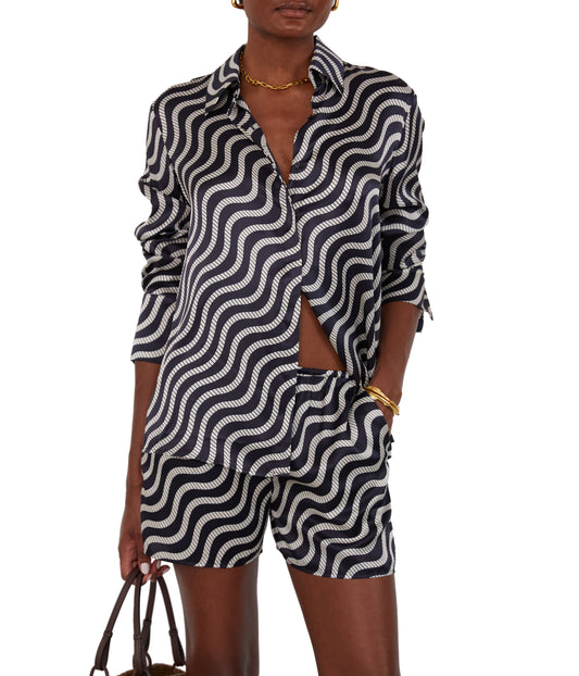 Fiji - Bespoke Navy Wave Striped Short