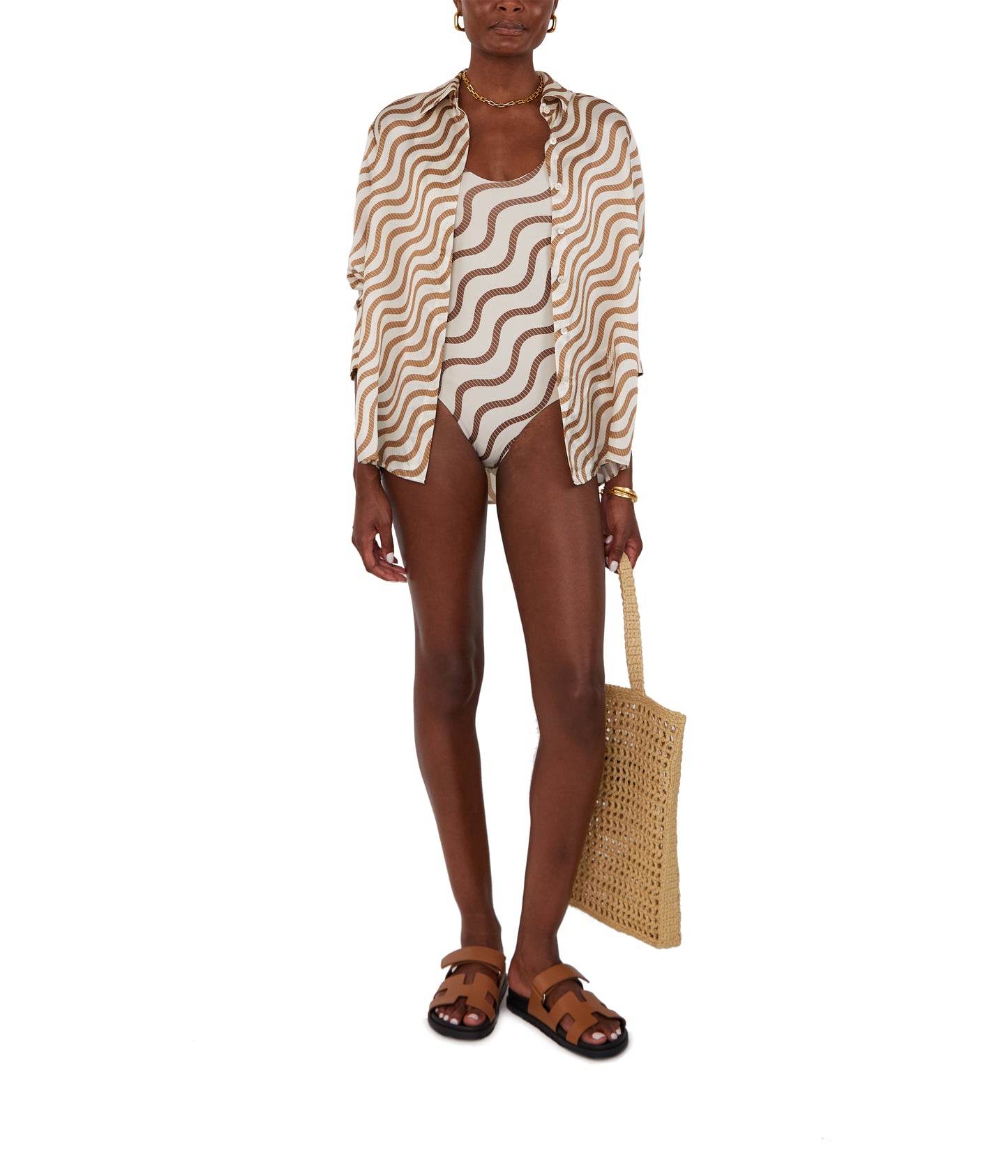MAR - Bespoke Sand Wave Striped Swimsuit