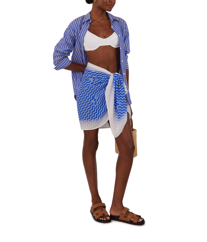 Bajan - Bespoke Blue Print Short Sarong