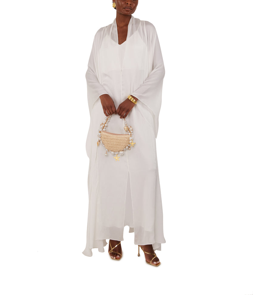 Bisht Dress Kaftan in White