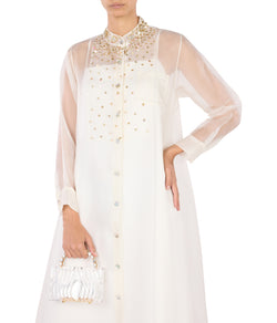 Embellished Organza Shirt Dress with Strappy Inner Dress