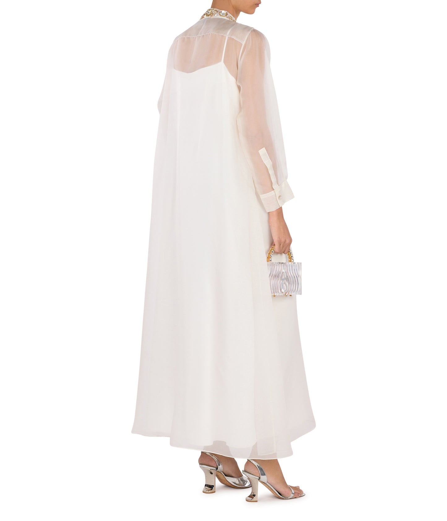 Embellished Organza Shirt Dress with Strappy Inner Dress