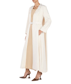 High Neck Tailored Cape Coat with Waistbelt