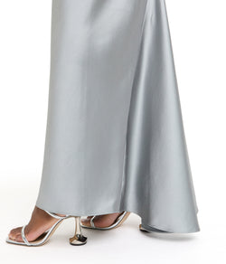 Silver Satin Bias Skirt