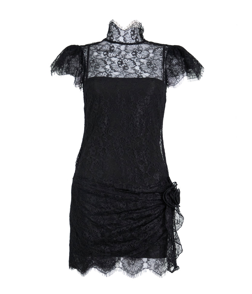 Valentina Mini Dress In Black Lace