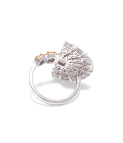 18K White Gold Diamond Fan Ring