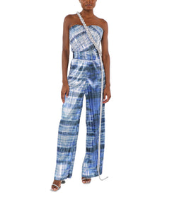 Tie-Dyed Plissé Lamé Wide-Leg Pants