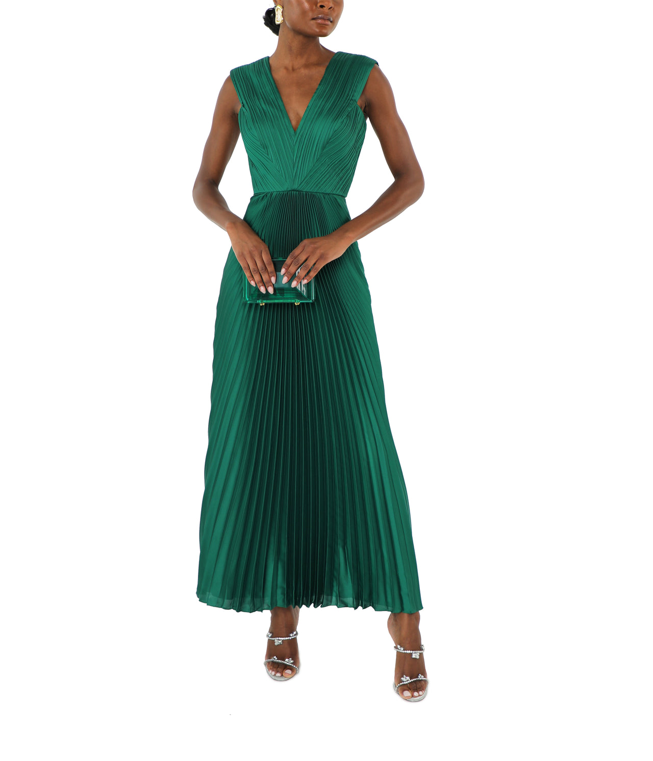 Green Charmeuse Sunray Dress