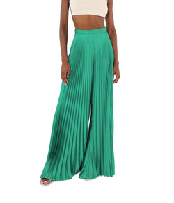 Plissé Satin Wide Leg Pants