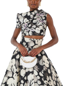 Sepia Blossom Printed Twill Gown