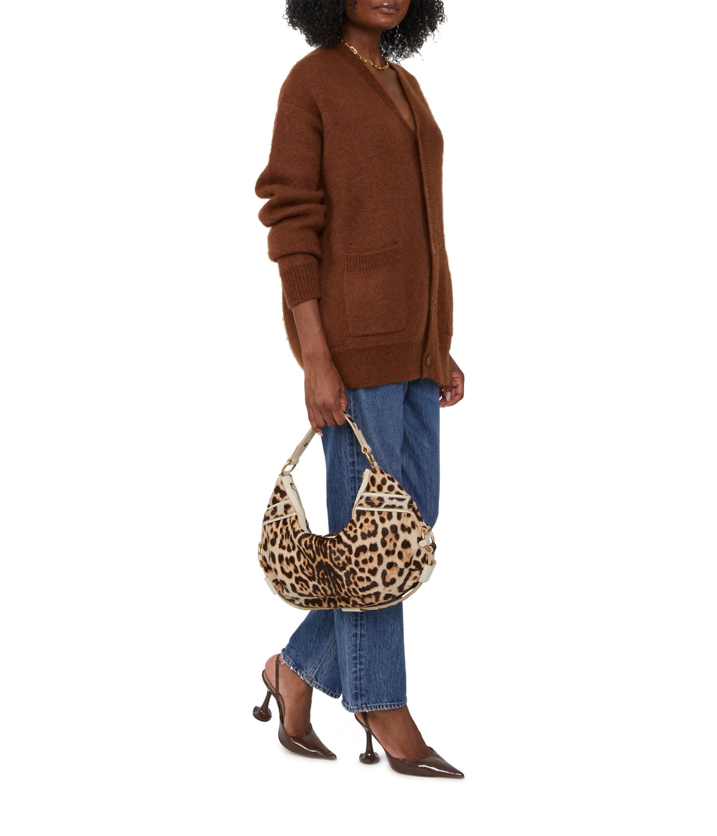 Pre-Loved Leopard Print Hobo Bag