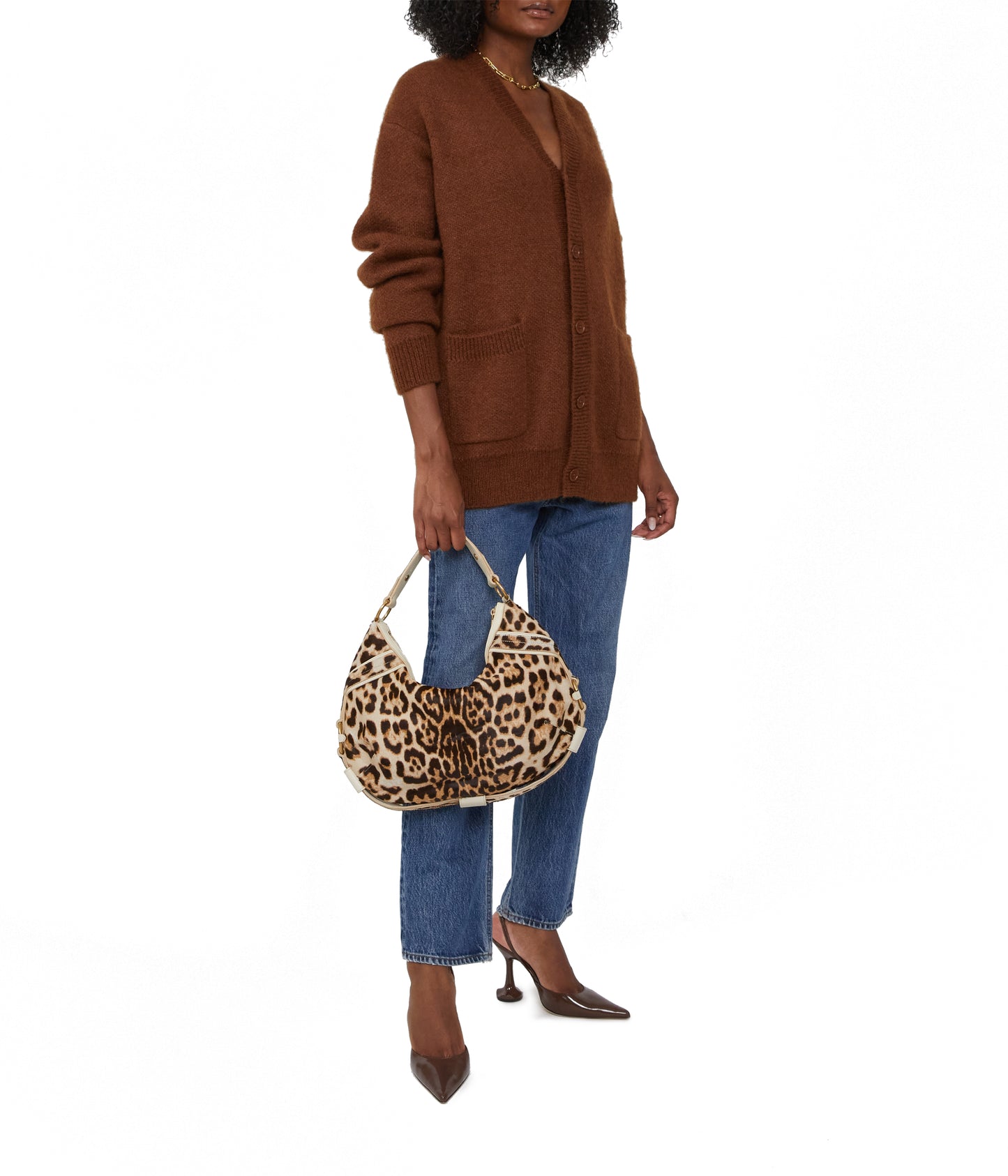 Pre-Loved Leopard Print Hobo Bag