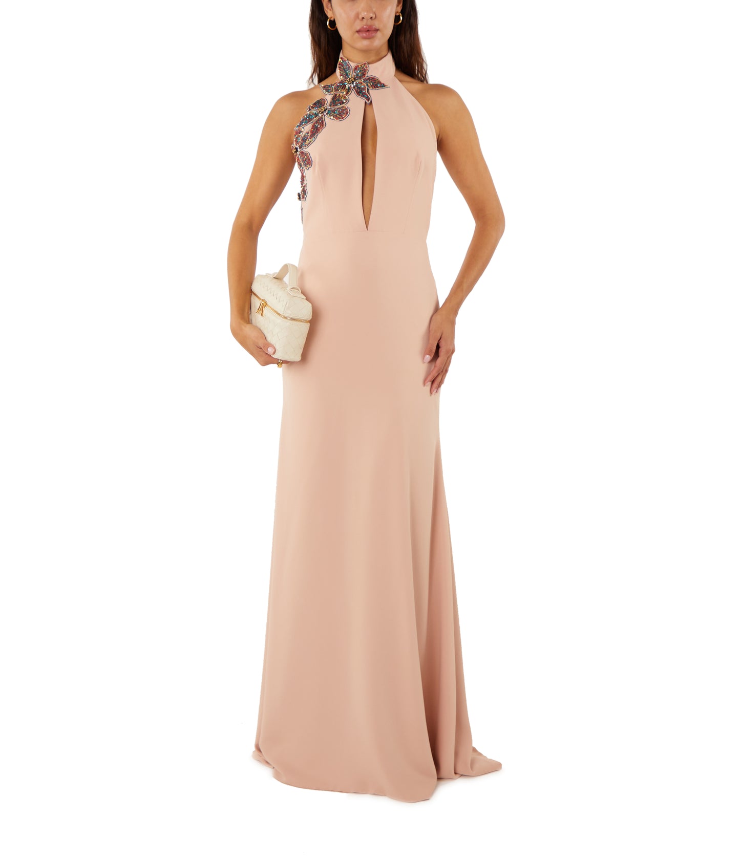 Liviana Crepe Cady Halter Gown