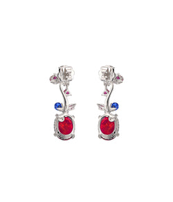 Violet Opal Carnivora Earrings White Gold