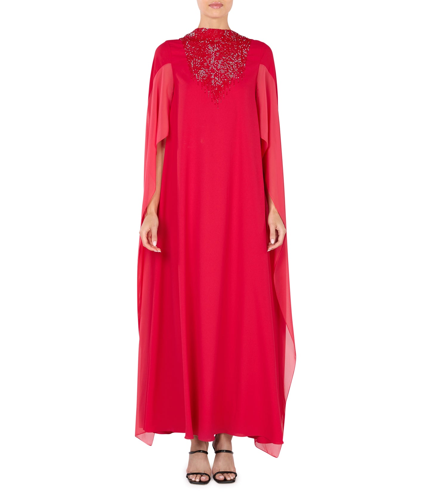 High-Neck Dress With Heavy Embellishment On Front