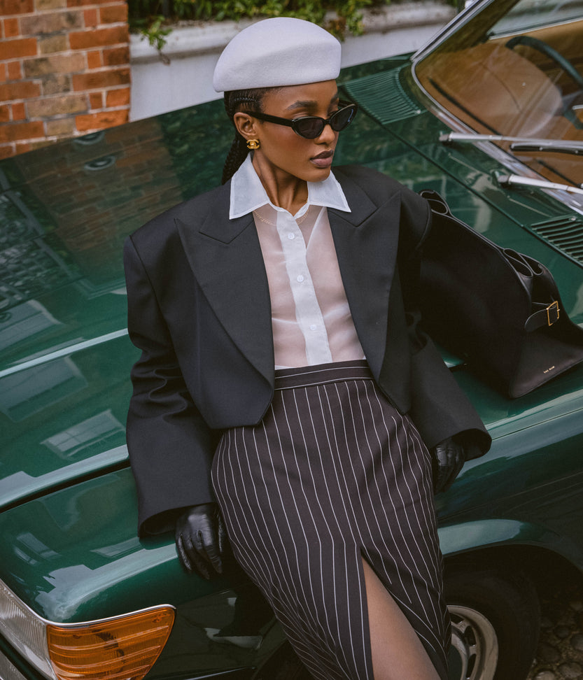 Pinstripe Pencil Skirt