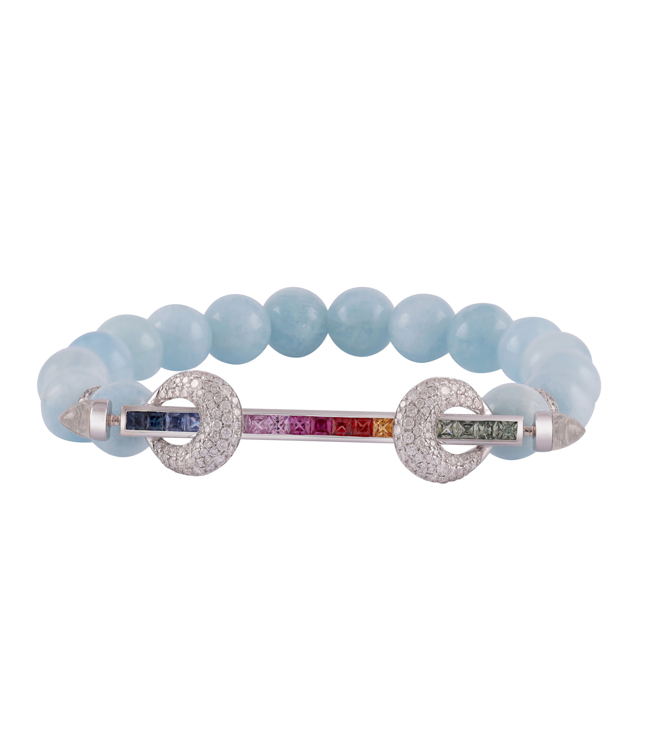 Aquamarine and Rainbow Sapphire Chakra Bracelet