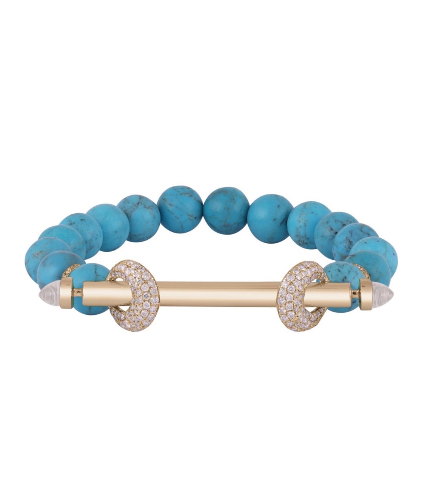Turquoise and Solid Yellow Gold Chakra Bracelet