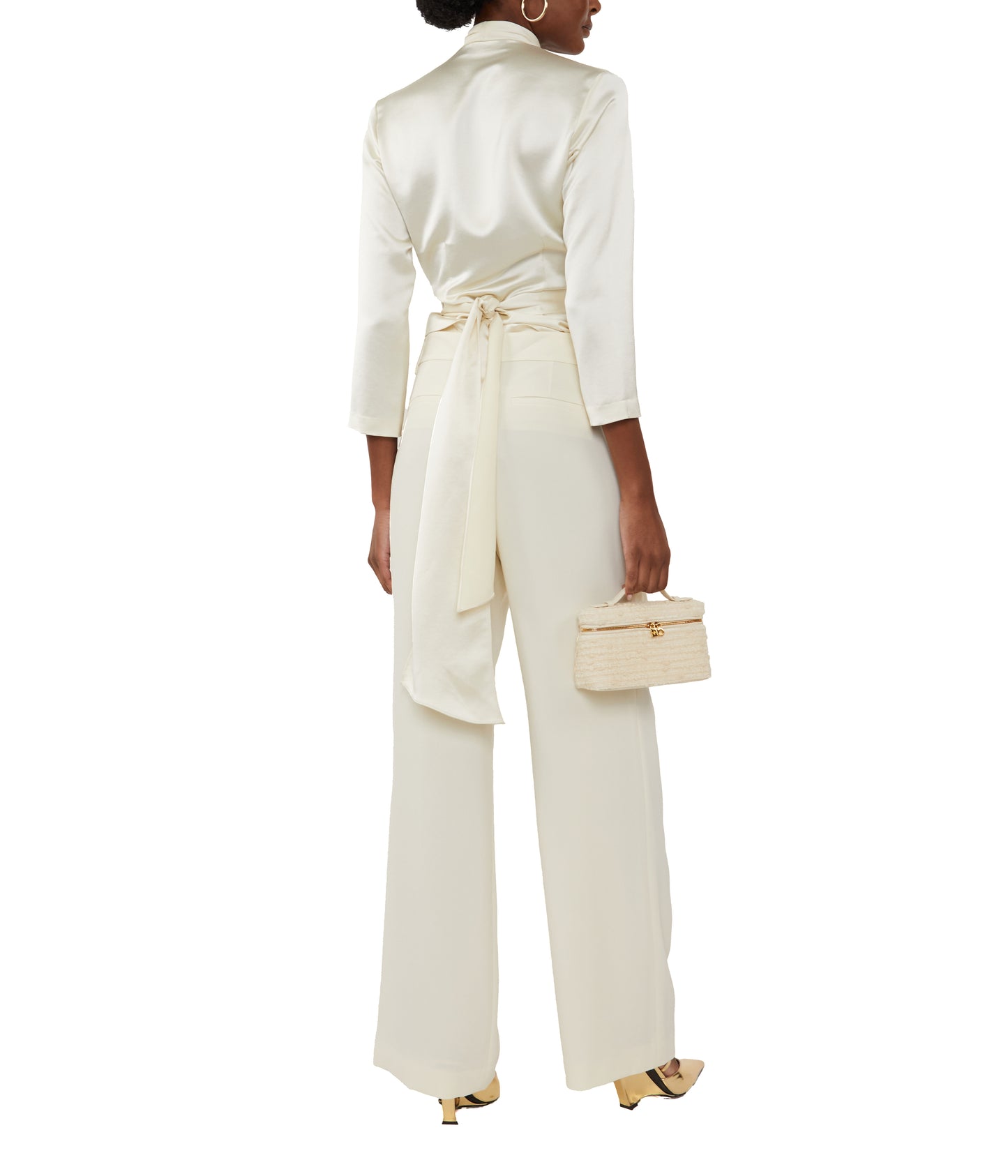 Ivory Crepe Wide Leg Pant