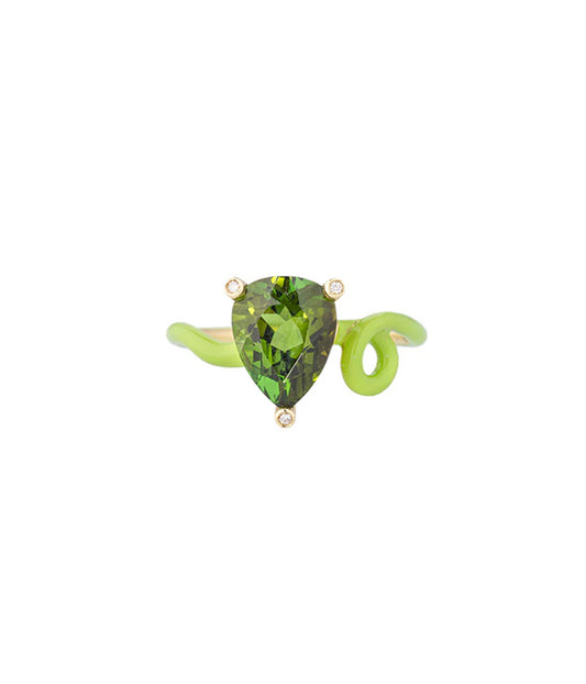 Kim Ring In Lime Green With Tourmaline