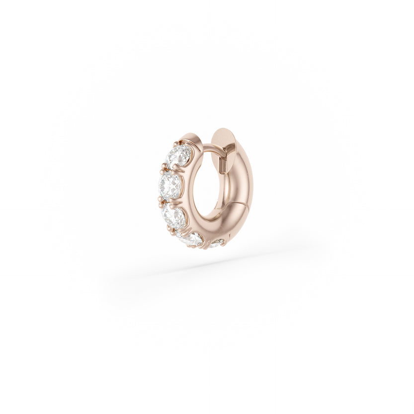 Mini Macrohoop 18K Rose Gold White Diamond Earrings
