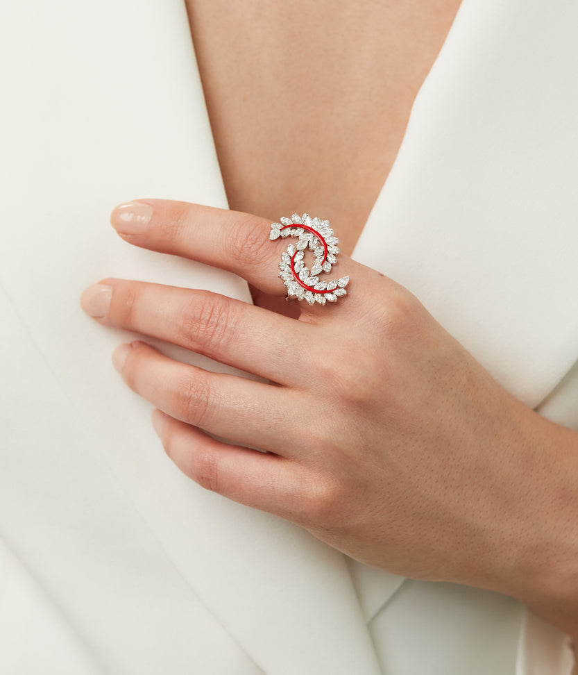 Floral Crescent Ring