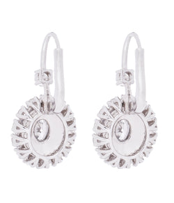 Classic Oval 18K White Gold Enamel Drop Earrings