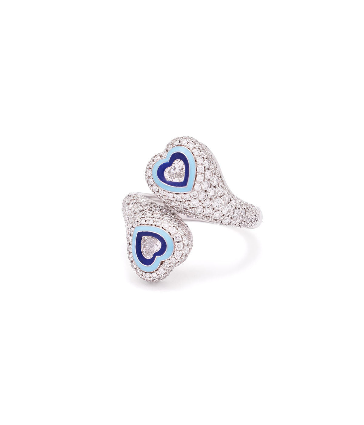 18K White Gold Gemini Heart Ring