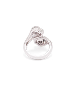 18K White Gold Gemini Heart Ring