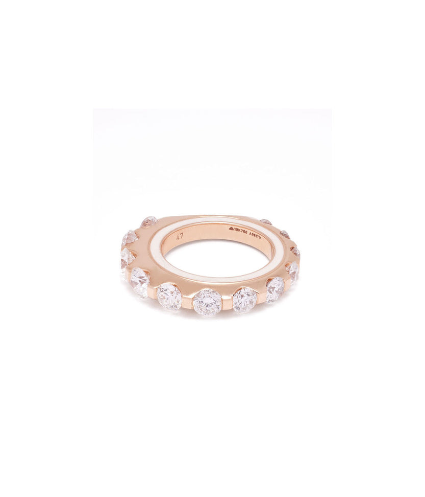 The Brilliant Round Enamel 18K Rose Gold Pinky Ring