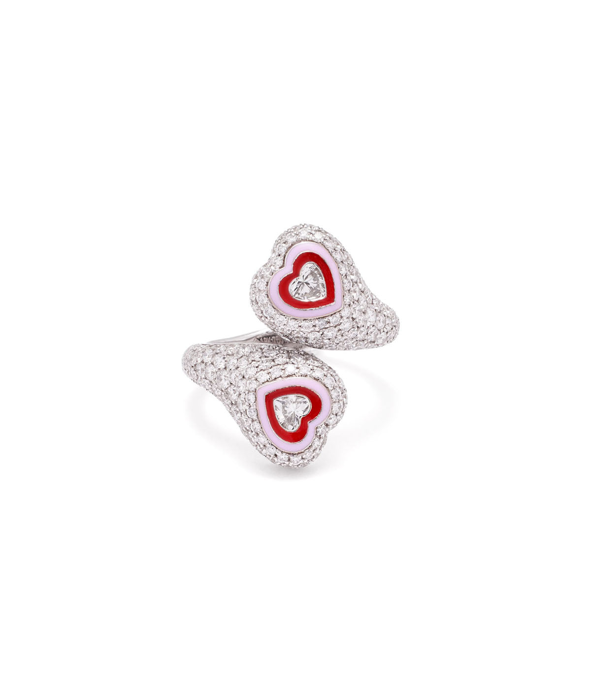 18K White Gold Gemini Heart Ring