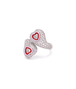 18K White Gold Gemini Heart Ring