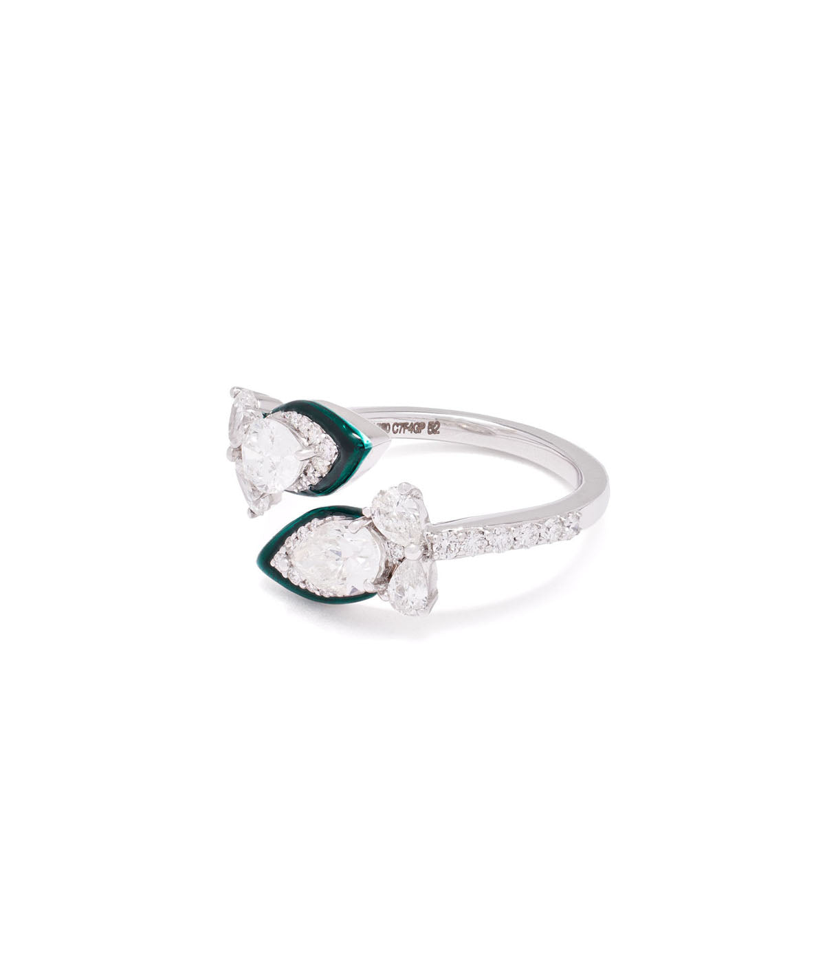 18K White Gold Pear Roquette Ring