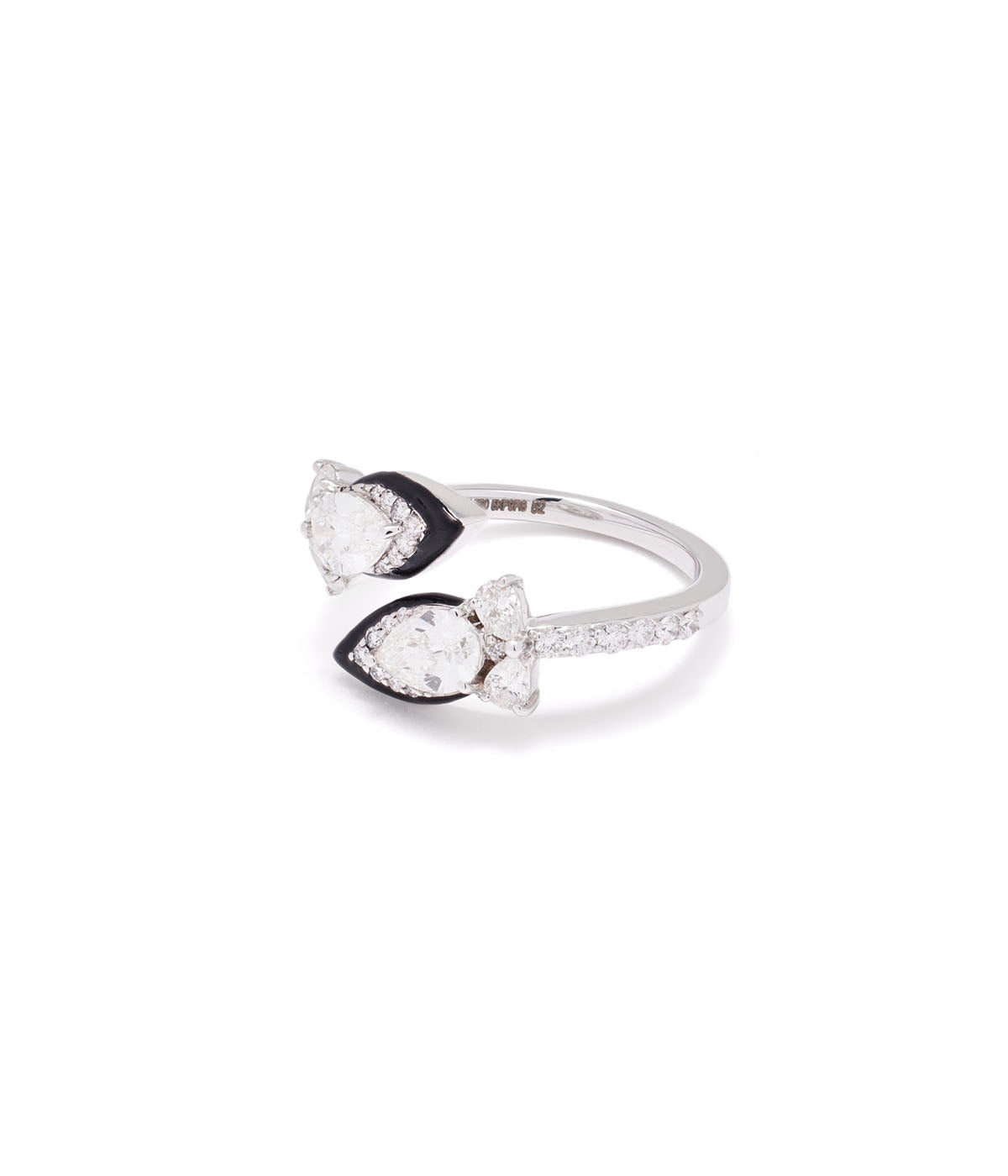 18K White Gold Pear Roquette Ring