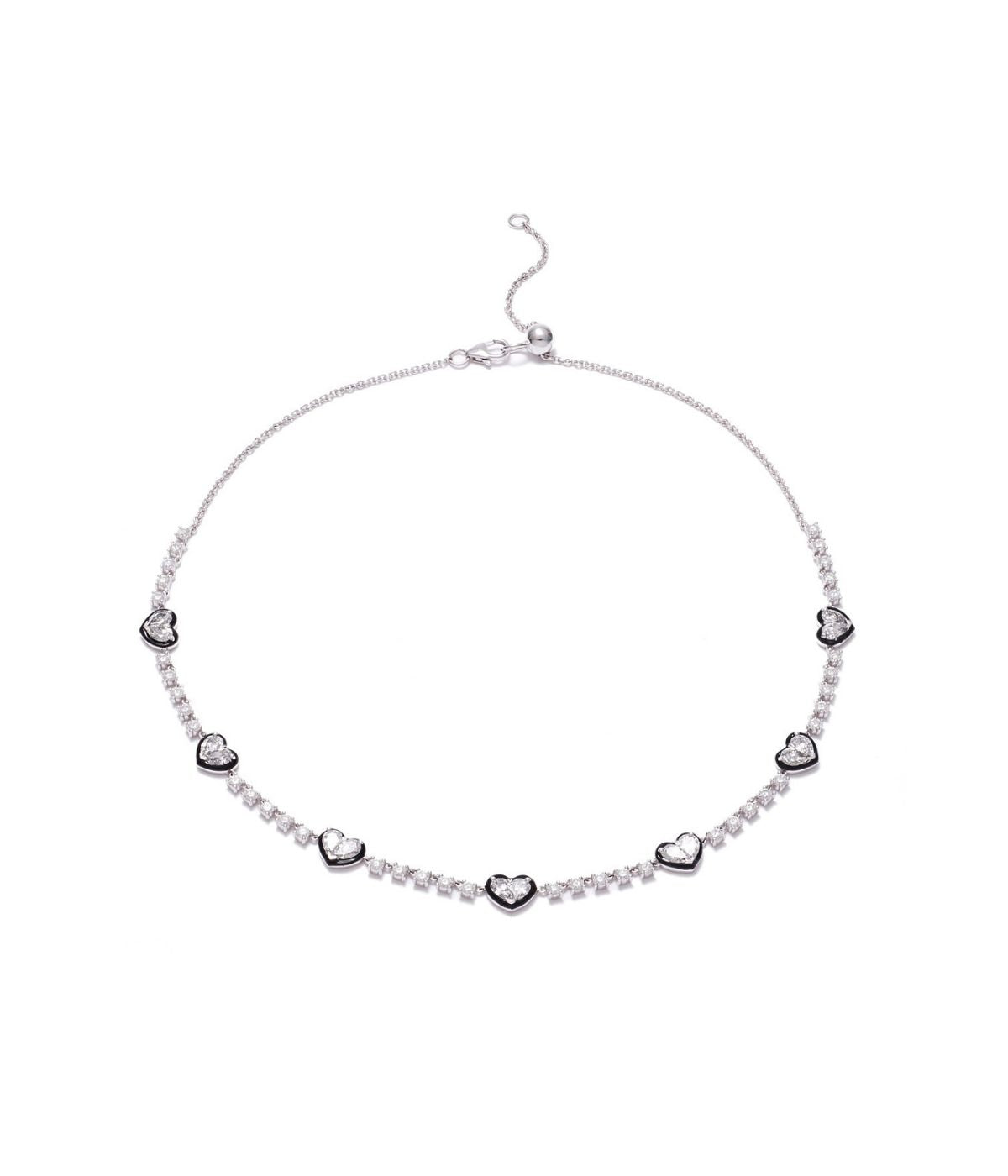 18K White Gold Twin Heart Pear Choker