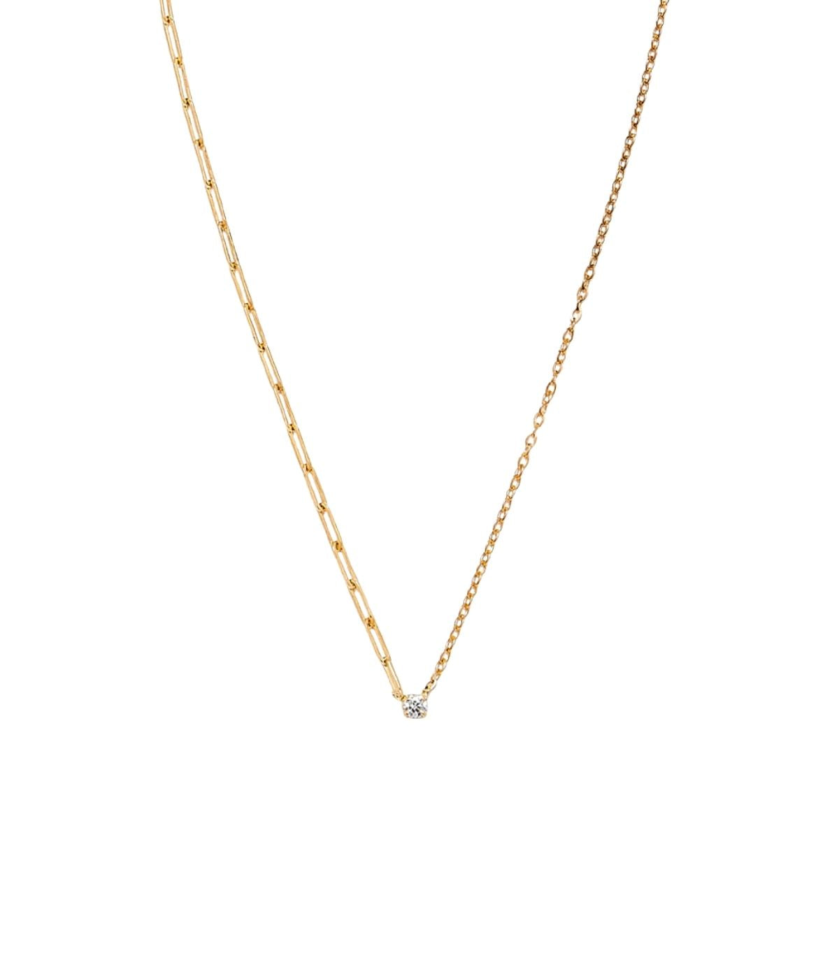 Solitaire Rond 18K Yellow Gold Diamond Necklace