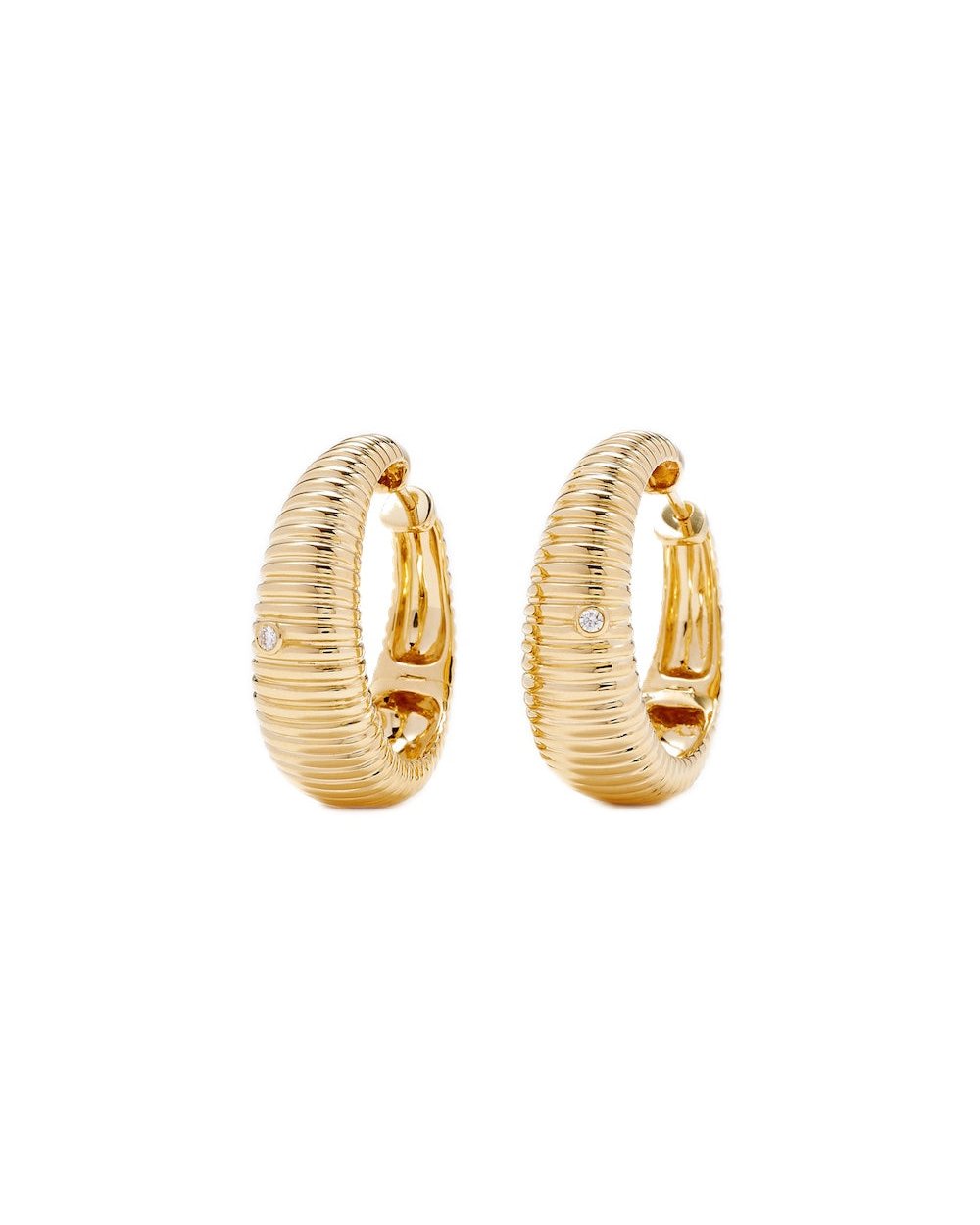 Berlingot 9K Yellow Gold Diamond Hoop Earrings