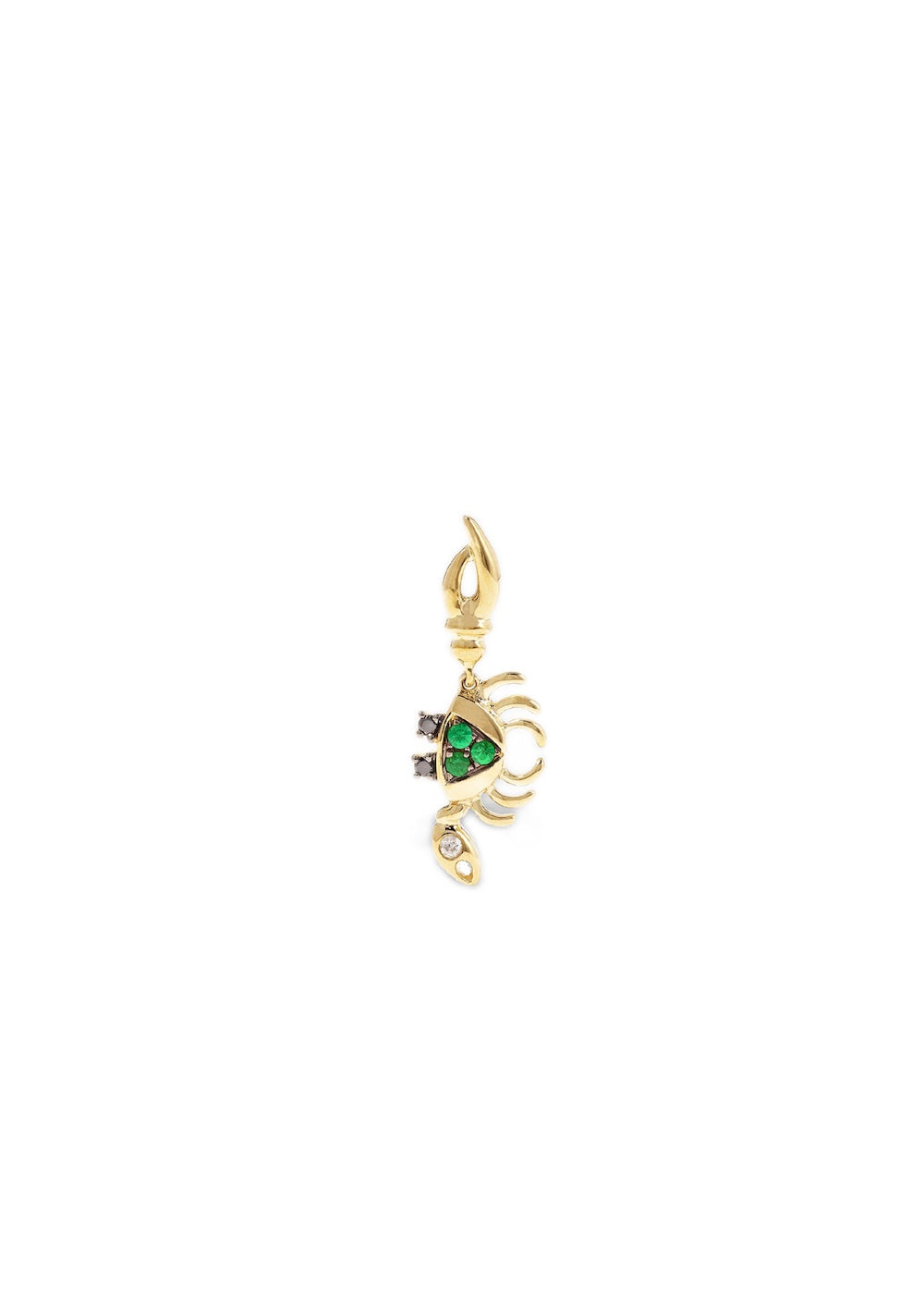 Bo Mini Crabe 9K Yellow Gold Diamond And Tsavorite Earrings