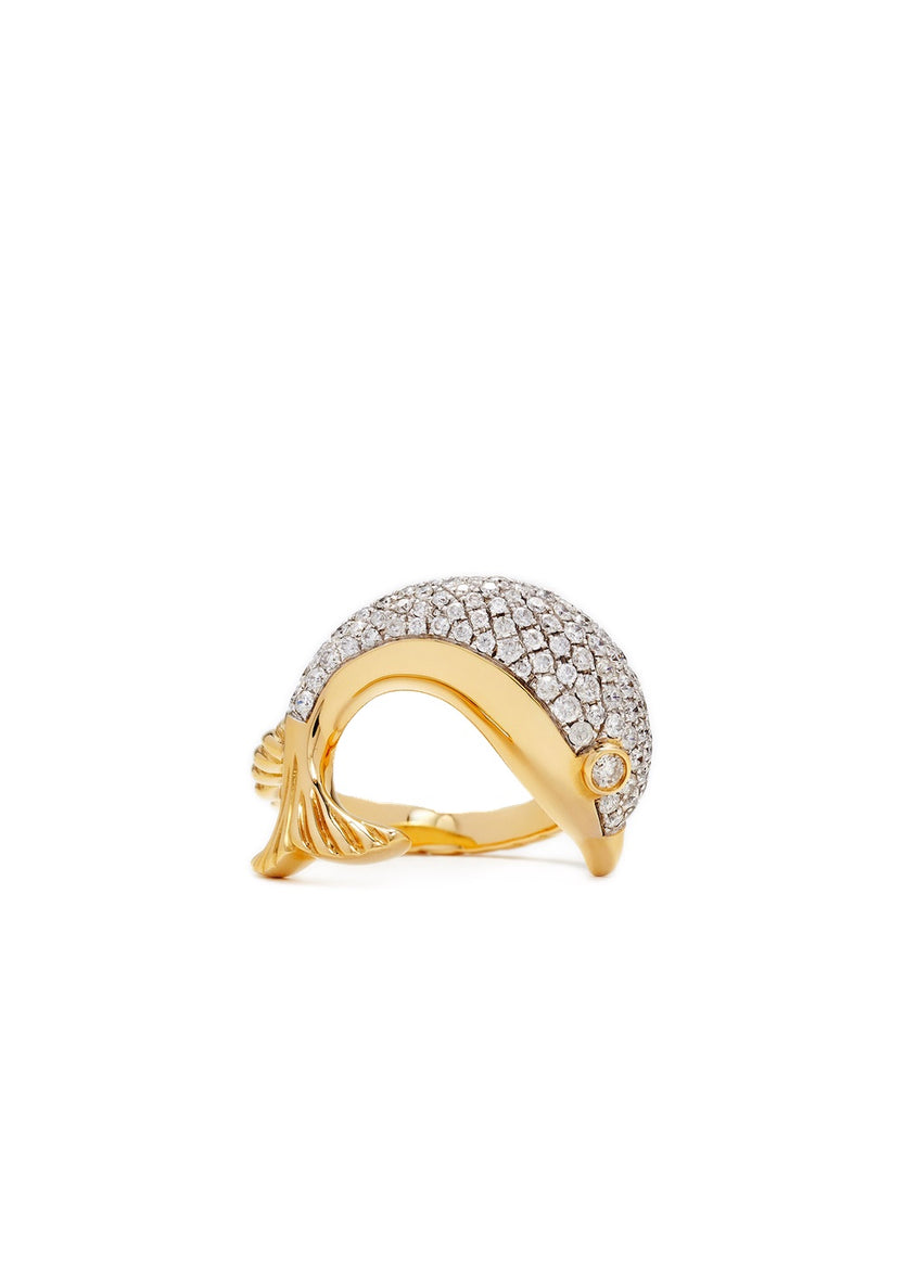 Bague Dauphin 18K Yellow Gold Diamond Ring